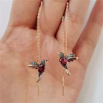 Personalized Exquisite Animal Earrings Zircon Woodpecker Long Tassel Pendant Drop Earring Hummingbird Charm Women Jewelry Gifts