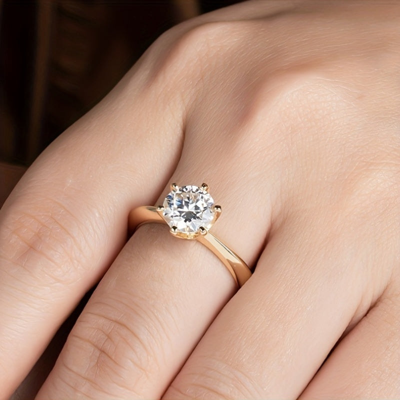 New Women'S One-Carat 925 Silver Moissanite Ring Plated with Tp950.
