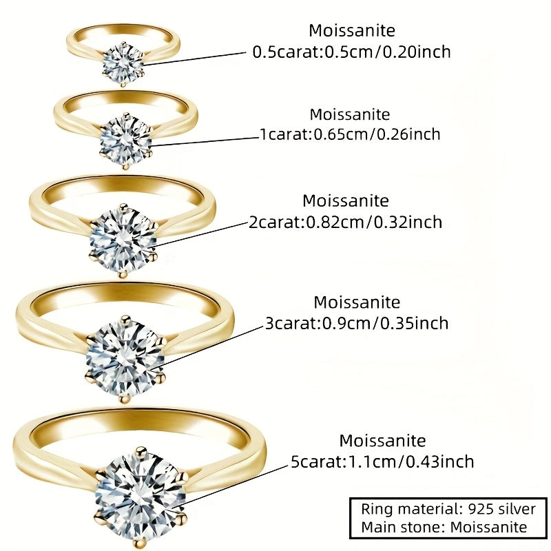 New Women'S One-Carat 925 Silver Moissanite Ring Plated with Tp950.