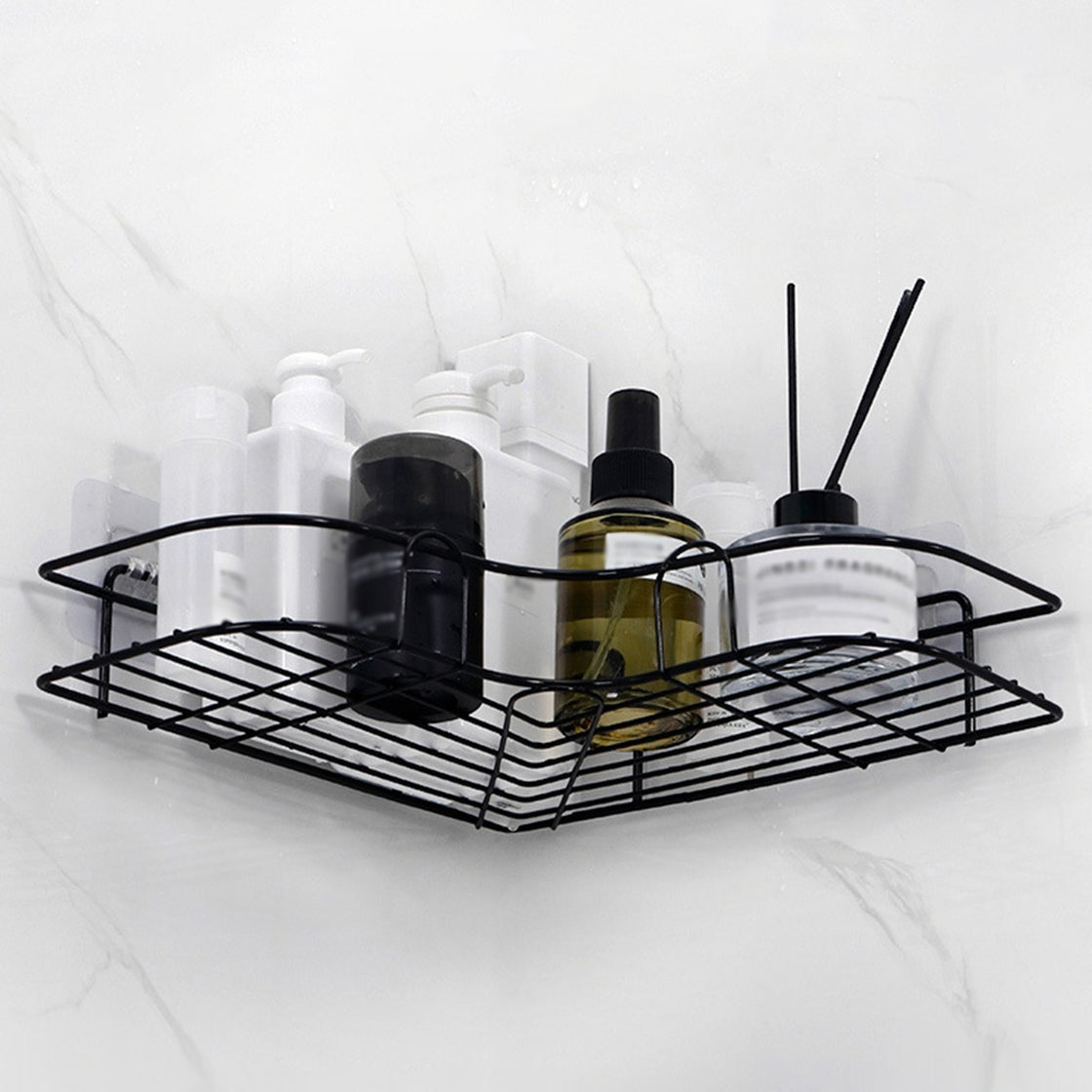 Cast Iron Corner Shower Shelf No-Drill Storage Rack