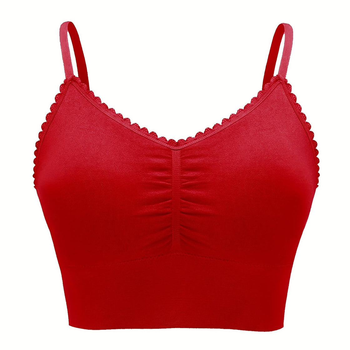 Women'S Plus Size Lace Wireless Bralette, Solid Color Polyamide 90% Elastane 10% Knit Fabric, High Stretch Comfort Full Coverage Sleep Bra, Removable Padding, Breathable Lingerie