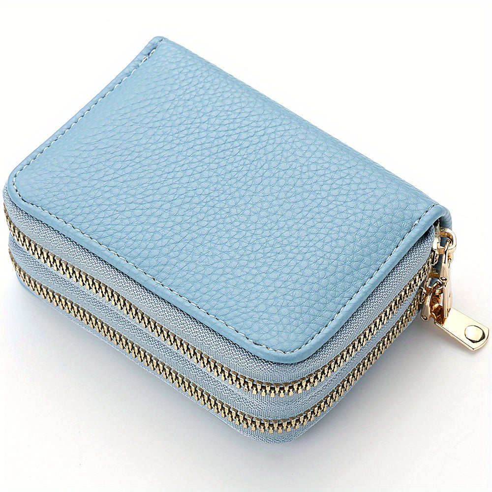 Stylish Womens Double Zipper Wallet - Compact Short Card Holder with Large Capacity, Practical Coin Purse for Everyday Use
