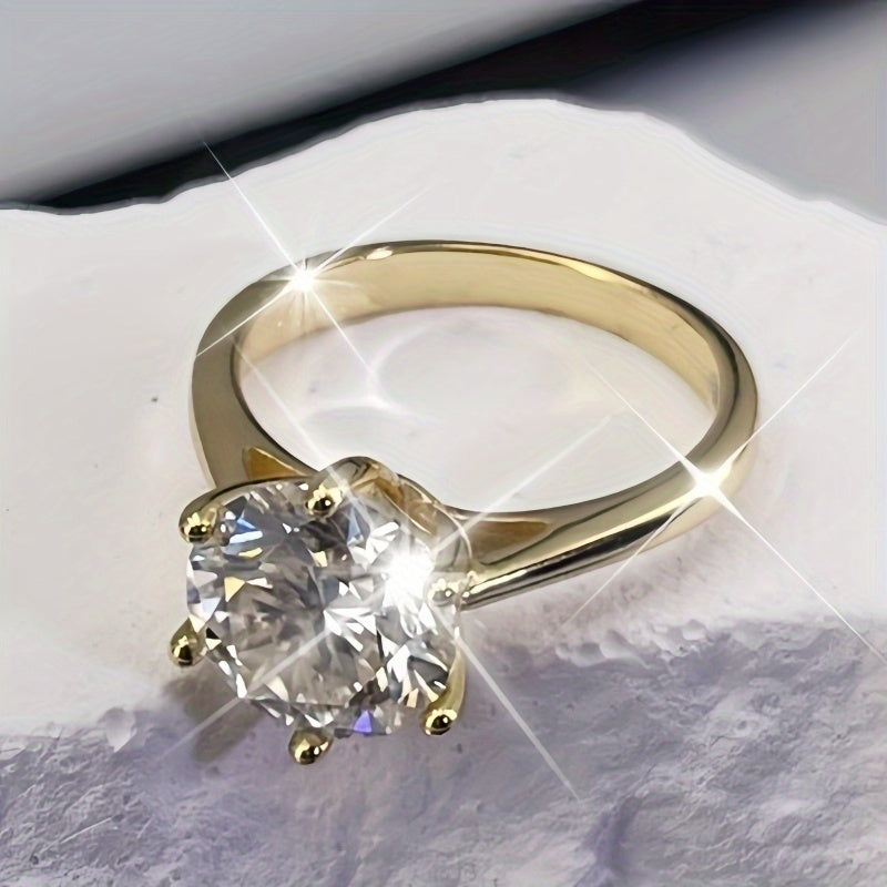 New Women'S One-Carat 925 Silver Moissanite Ring Plated with Tp950.