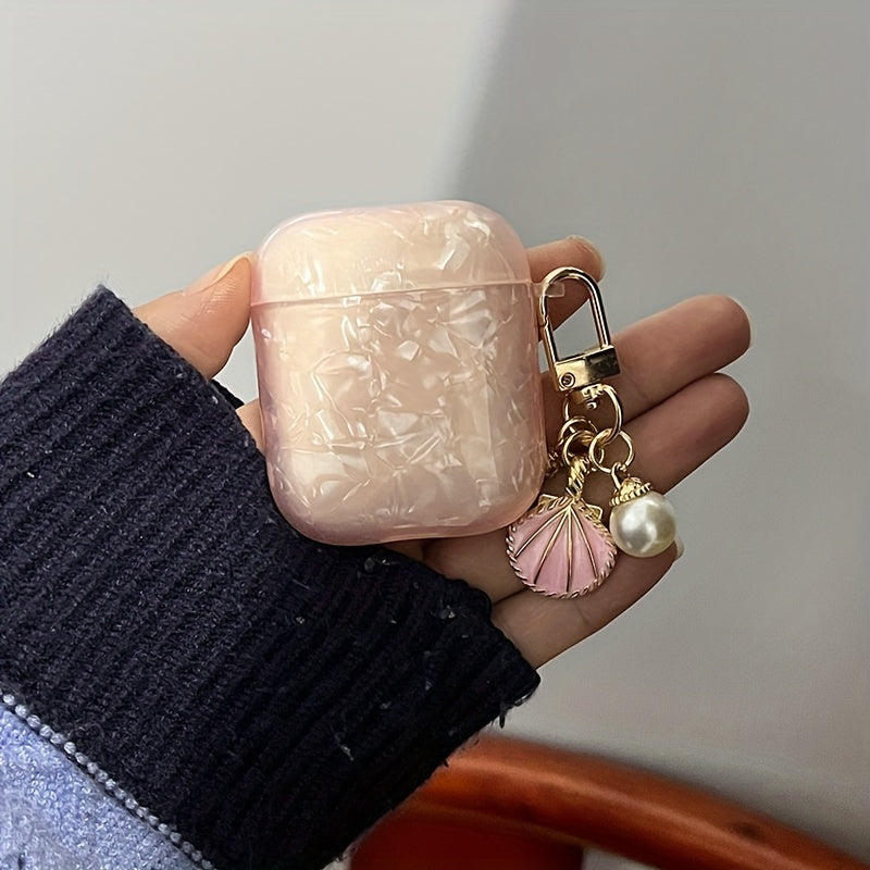 Pink Shell Pattern Case - Plus Shell Pendant, Durable Protective Case for AirPods Pro 2nd Gen, AirPod 1/2, AirPod 3
