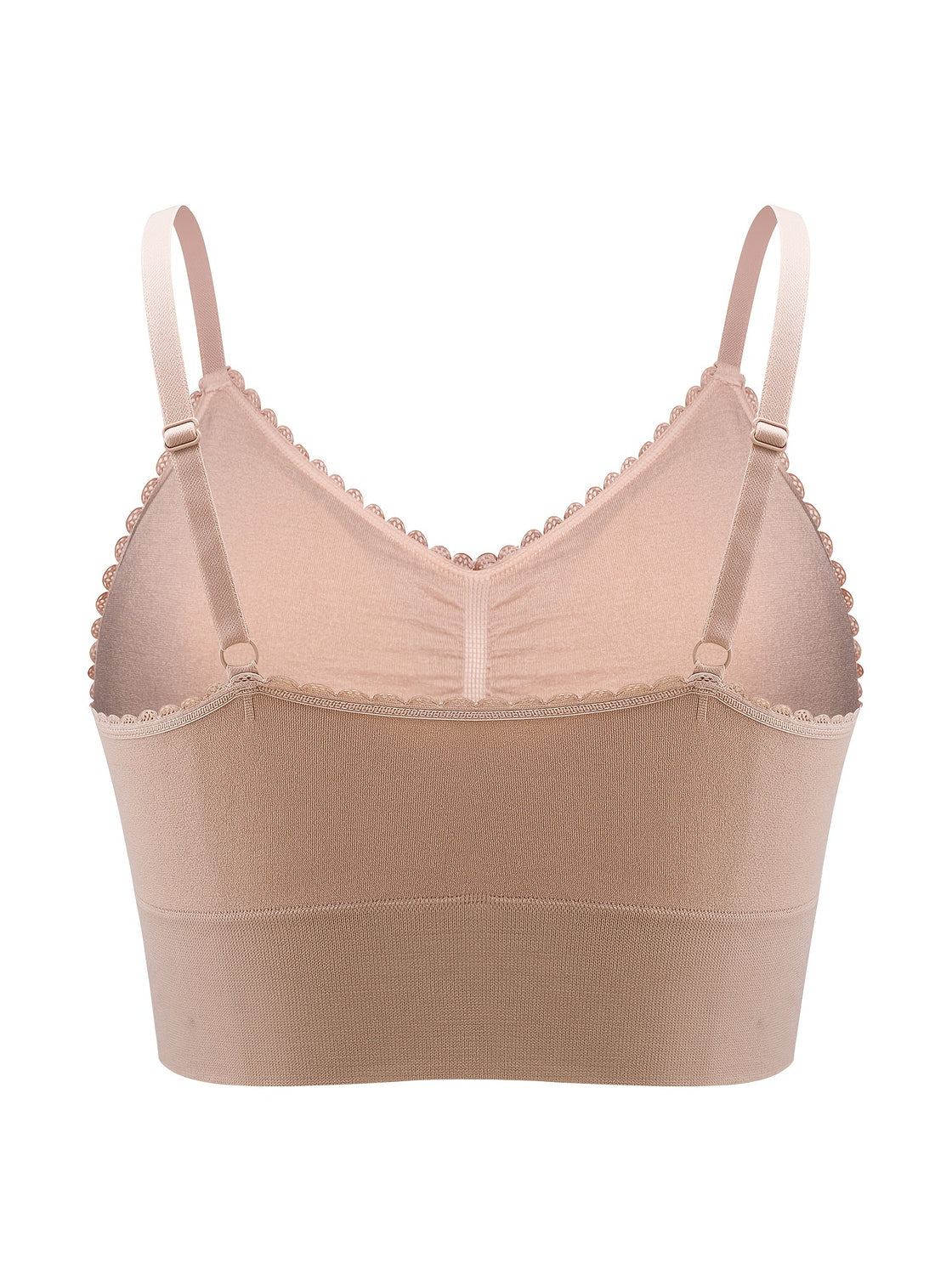 Women'S Plus Size Lace Wireless Bralette, Solid Color Polyamide 90% Elastane 10% Knit Fabric, High Stretch Comfort Full Coverage Sleep Bra, Removable Padding, Breathable Lingerie