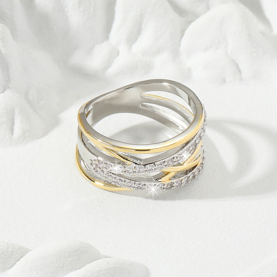 Luxury 18K Gold Plated Zirconia Eternity Ring