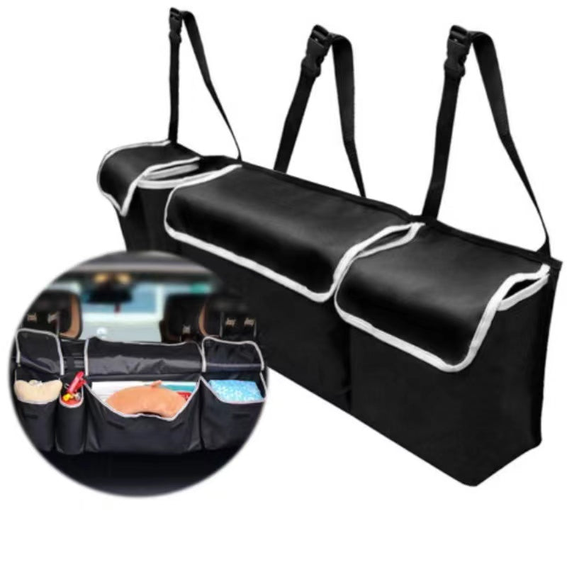 Adjustable Car Trunk Storage Bag, Large Capacity Multi-Purpose Oxford Cloth Backseat Organizer for Car Interiors.