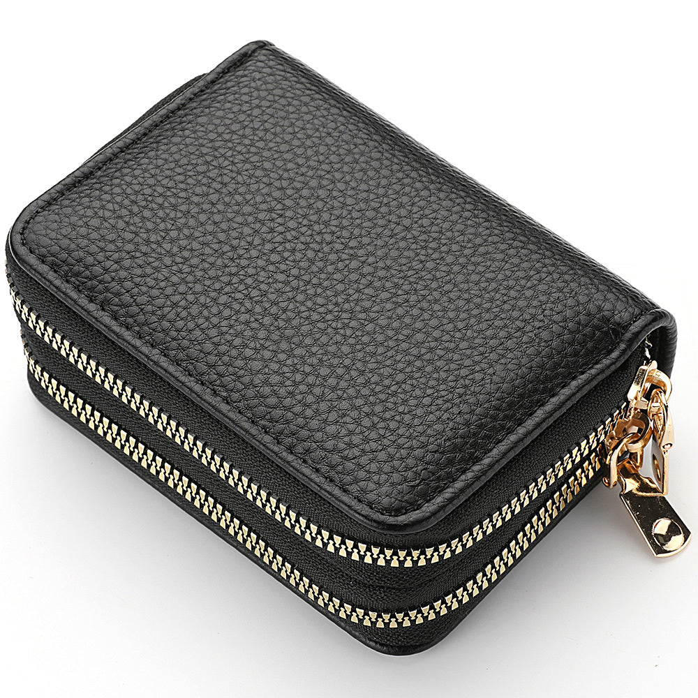 Stylish Womens Double Zipper Wallet - Compact Short Card Holder with Large Capacity, Practical Coin Purse for Everyday Use
