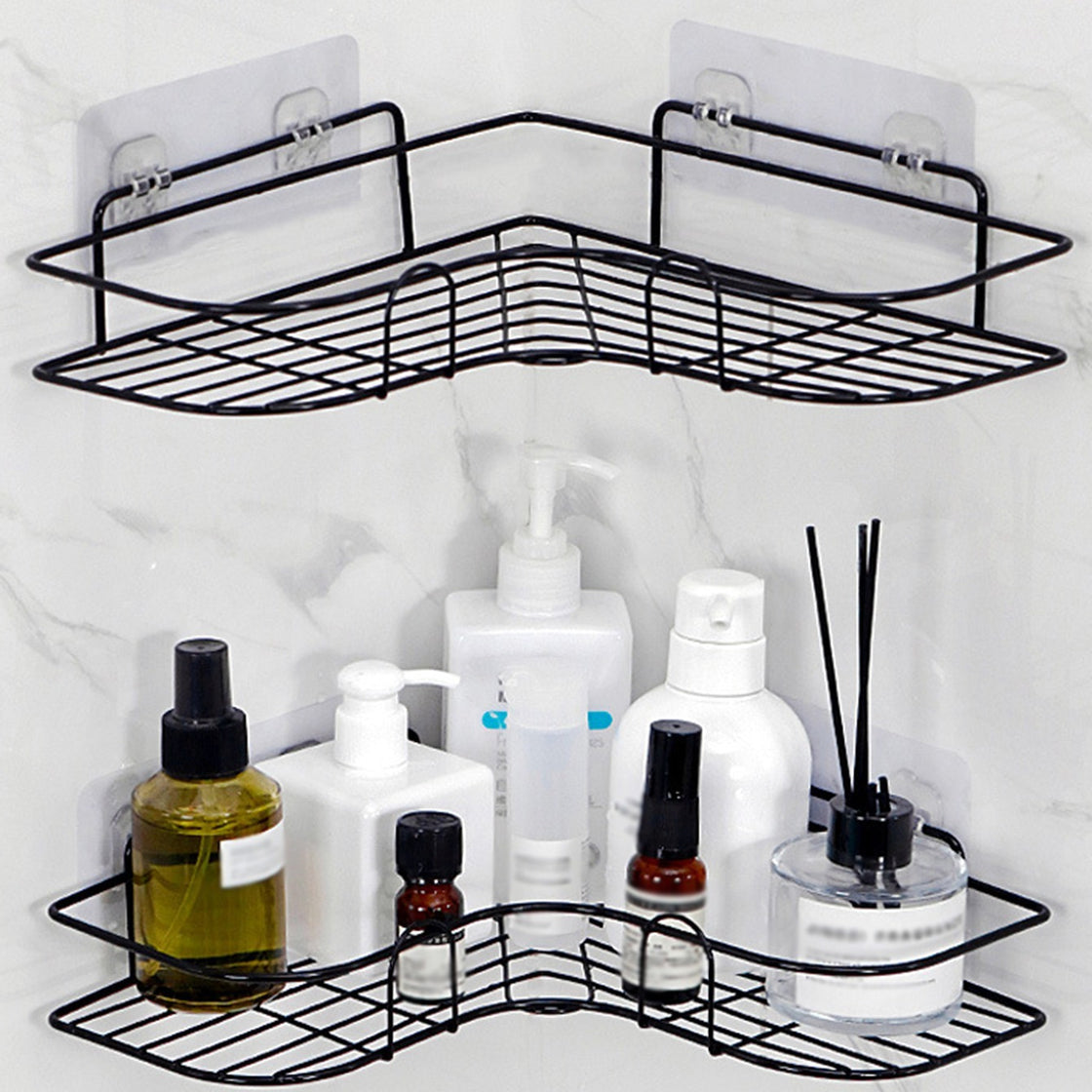 Cast Iron Corner Shower Shelf No-Drill Storage Rack