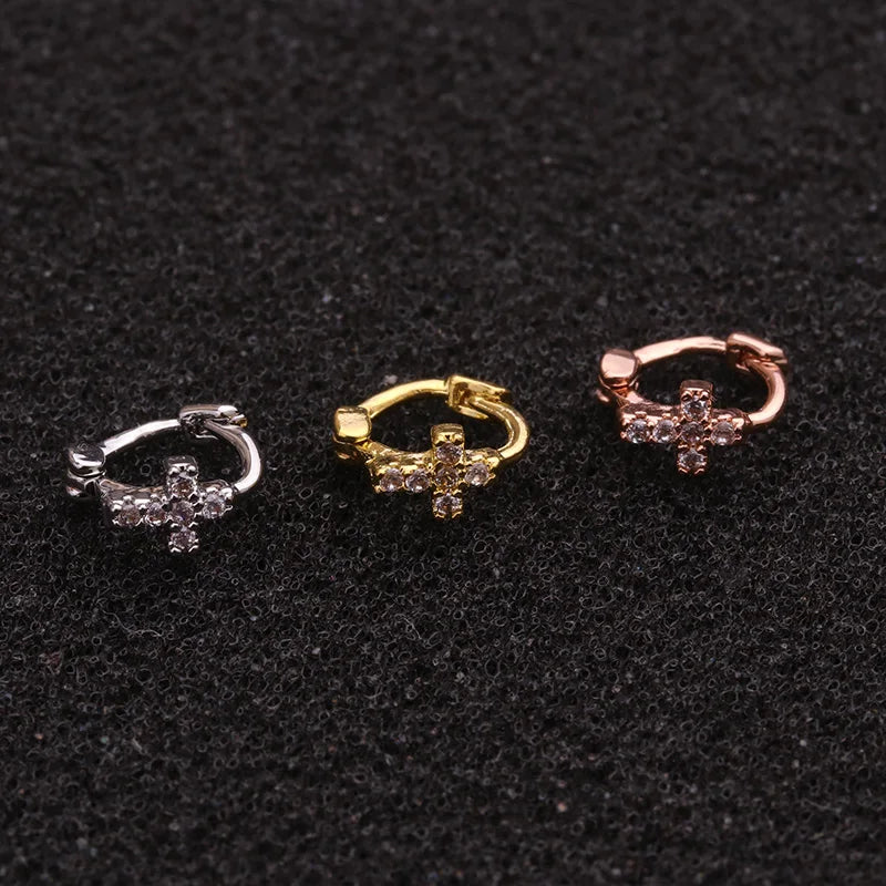 1 Piece Surgical steel Tiny 5mm Color Tiny Hoop Earring Piercing Cz Tragus Daith Rook Cartilage Ear Piercing Jewelry