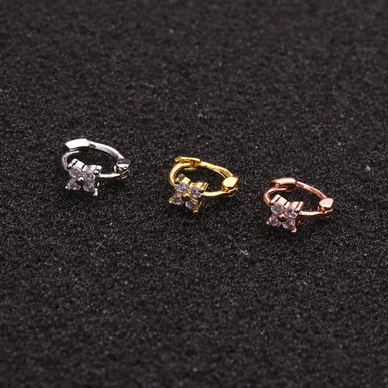 1 Piece Surgical steel Tiny 5mm Color Tiny Hoop Earring Piercing Cz Tragus Daith Rook Cartilage Ear Piercing Jewelry