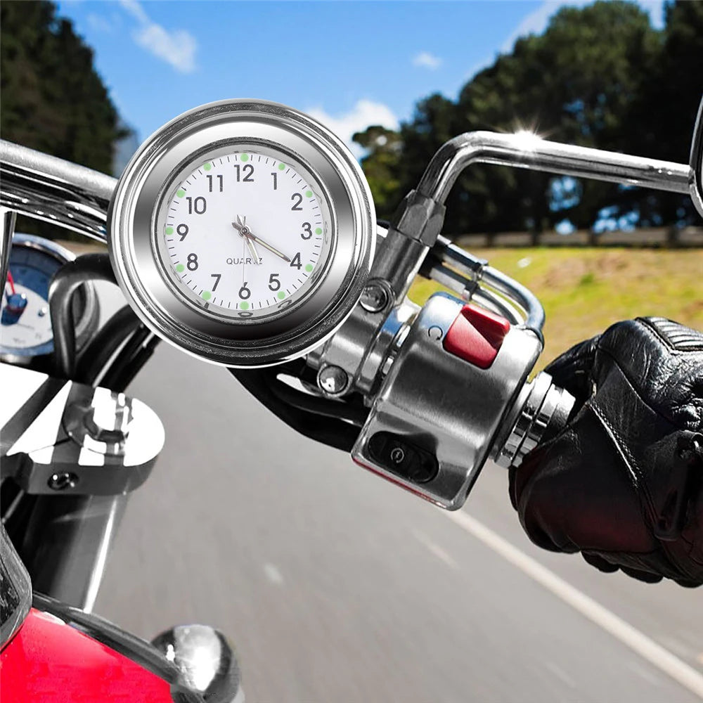 Motorcycle Bike Handlebar Mount  Clock  Waterproof Chrome Moto Accessories