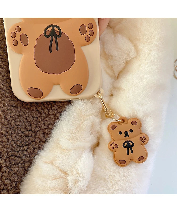 Cartoon Cute 3D Bear Doll Pendant High Quality Silicone Cover for Iphone 15 14 13 12 11Pro MAX XS XR 7 8plus SE2020 Phone Case