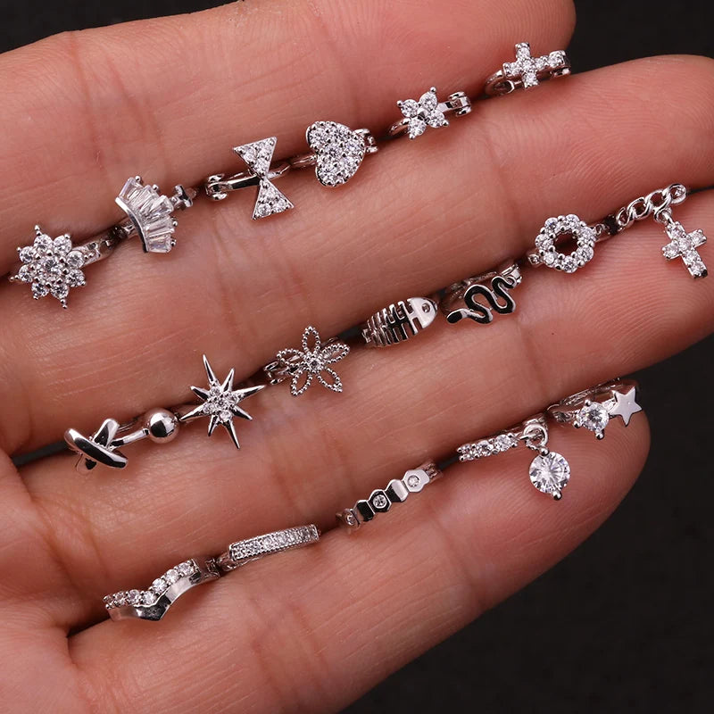 1 Piece Surgical steel Tiny 5mm Color Tiny Hoop Earring Piercing Cz Tragus Daith Rook Cartilage Ear Piercing Jewelry