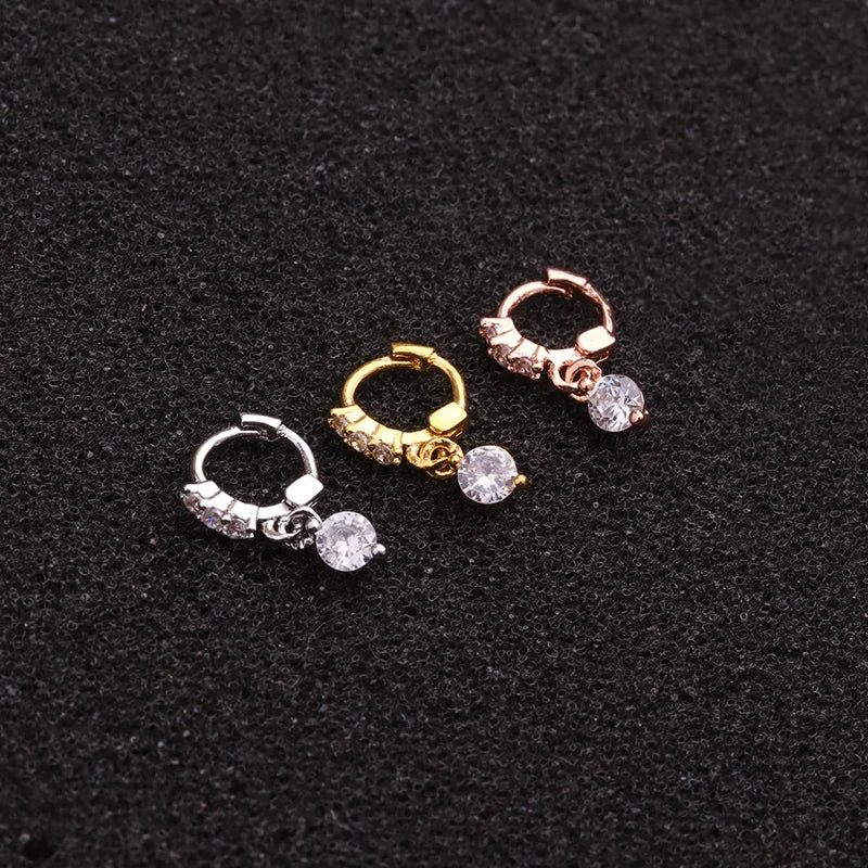 1 Piece Surgical steel Tiny 5mm Color Tiny Hoop Earring Piercing Cz Tragus Daith Rook Cartilage Ear Piercing Jewelry