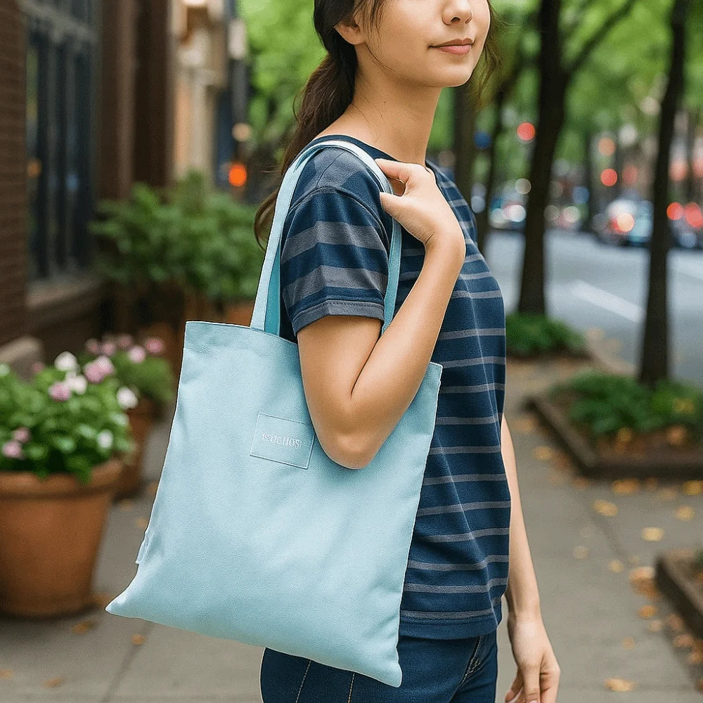 Portable Eco-friendly Canvas Cloth Bags Lightweight Exquisite Shopping Bags Reusable Foldable Double-sided Bags Daily Use