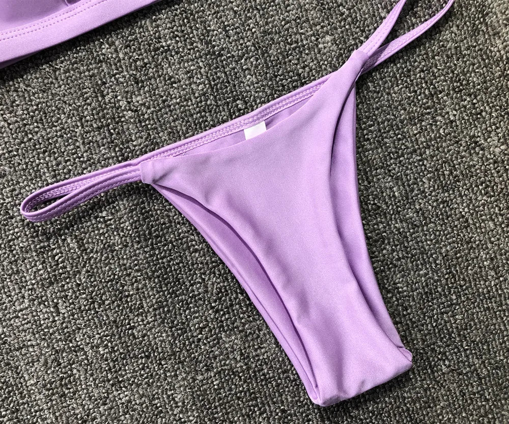 Adjustable Solid Color Bikini Set
