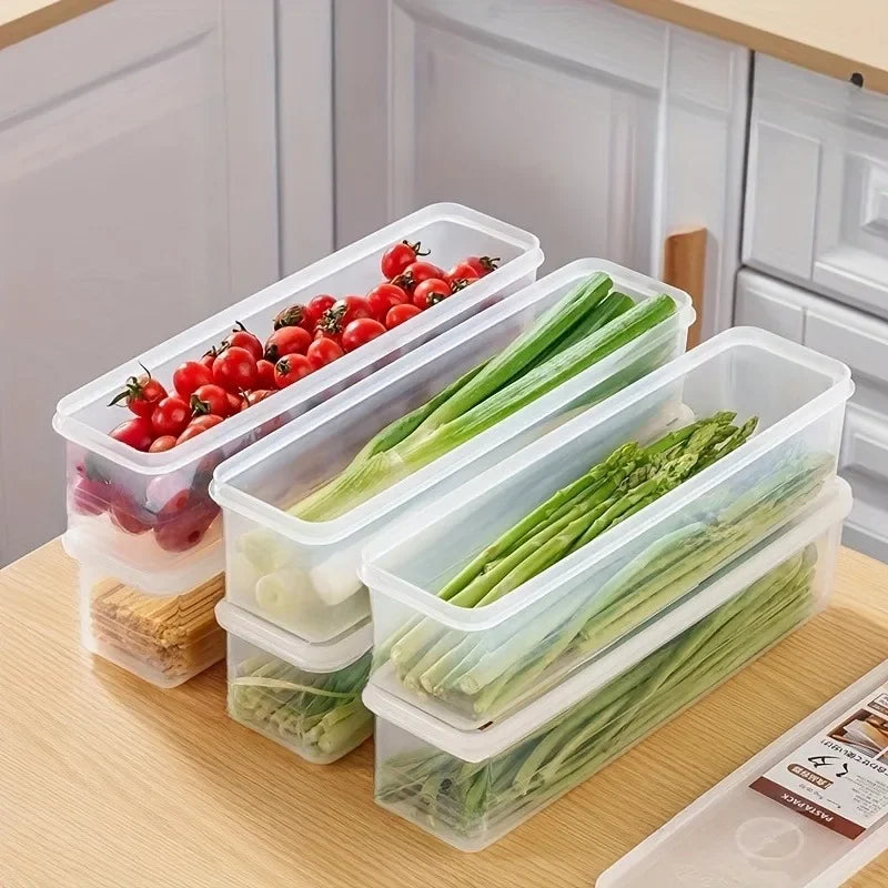 2/4 Pcs Long Rectangular Food Storage Containers Plastic Reusable Refrigerator Organizer Boxes Kitchen Accessories