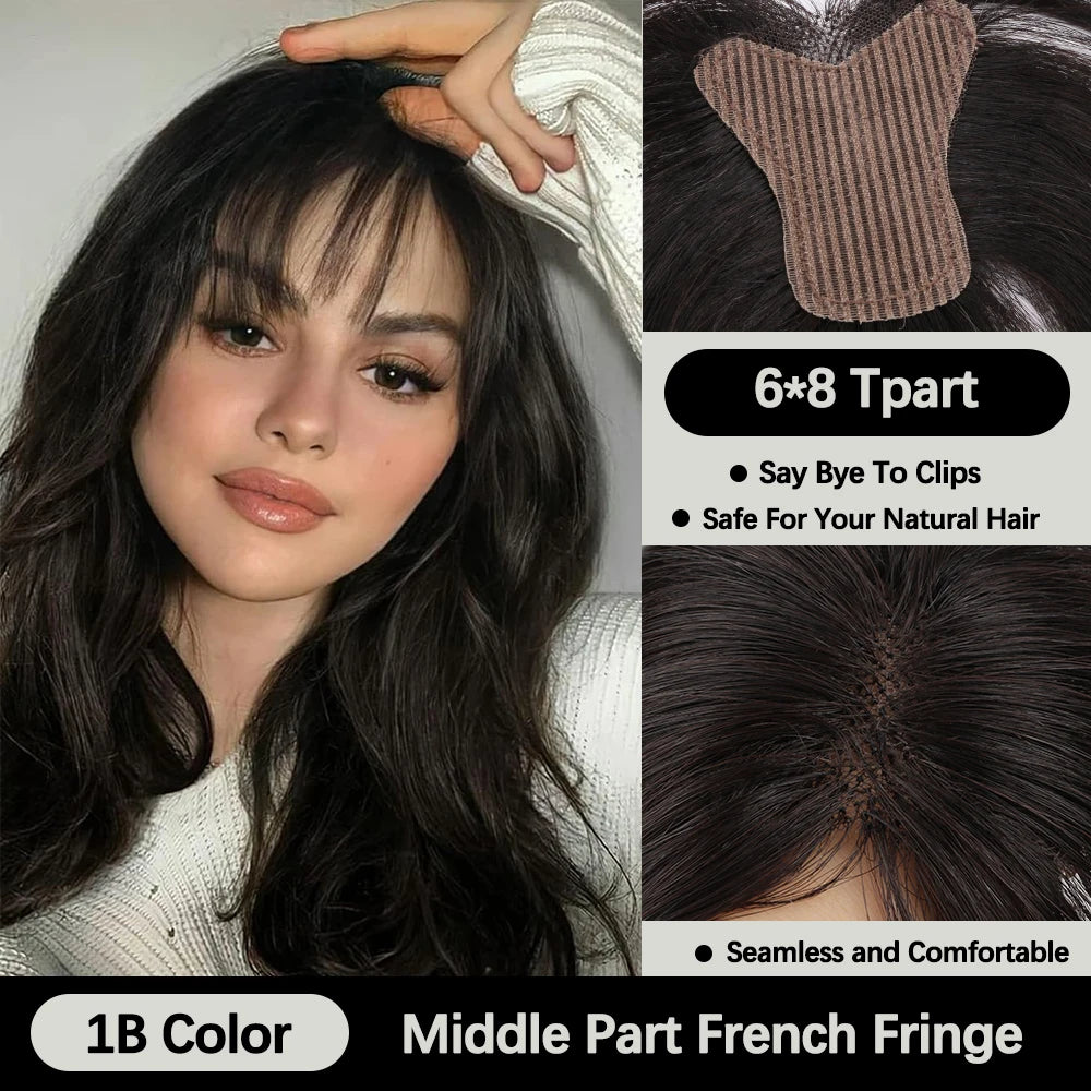 Breathable and comfortable No Clip Human Hair Toppers for thin hair, designed for all-day wear.