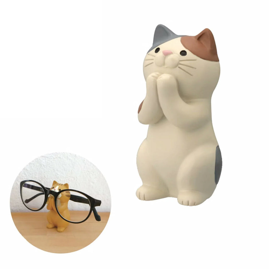 Multifunctional Cat Ornament Cute Appearance Phone Tablet Glasses Pen Holder Desk Decoration Synthetic Resin Ornaments