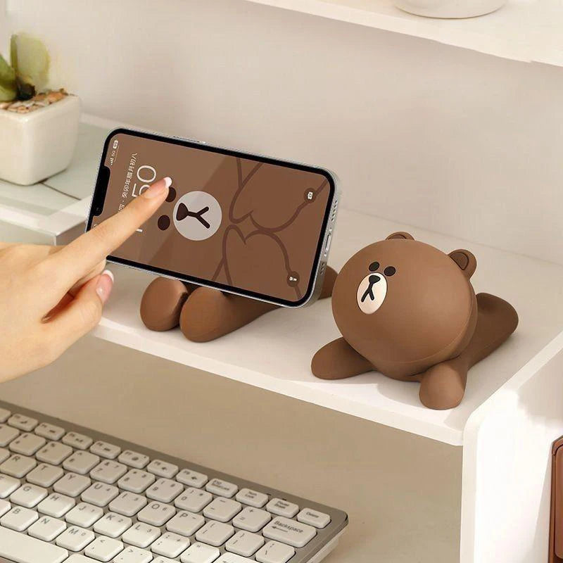 New Kawaii Lying Bear Lazy Desktop Phone Stand Cute Cartoon Tablet Bedhead Office Creative Decoration Pendant Gifts for Kids