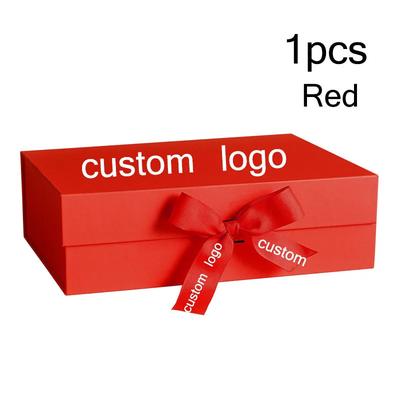 Party Gift Box Large Black Pink Luxury Gift Packaging Box With Ribbon Birthday Wedding Party Supplies Box Personalized LOGO