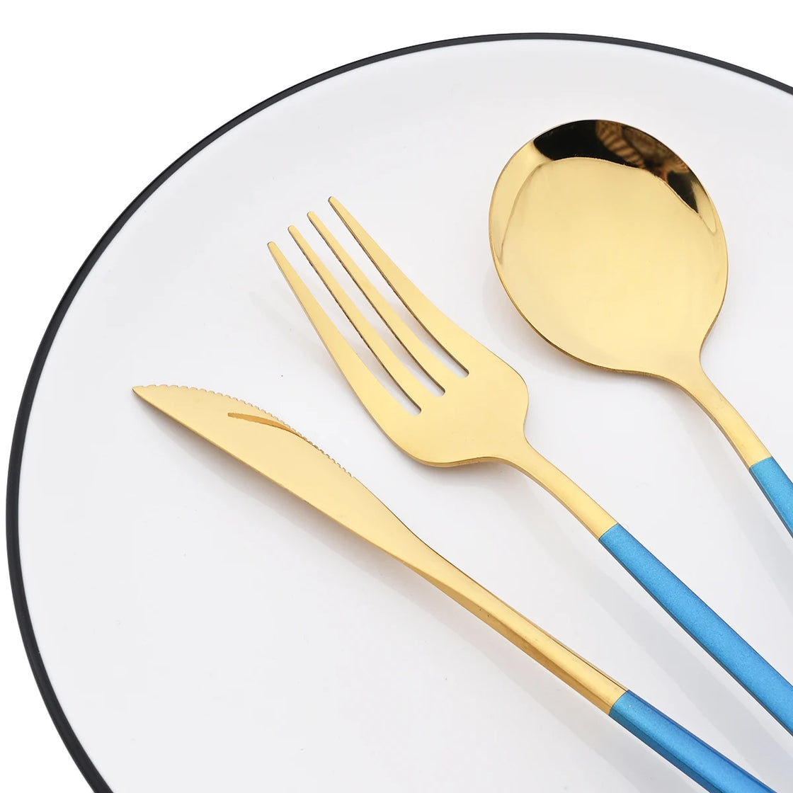 16Pcs Tableware Dinnerware Set Black Gold Cutlery Set Stainless Steel Fork Knife Teaspoon Dinner Silverware Kitchen Flatware Set