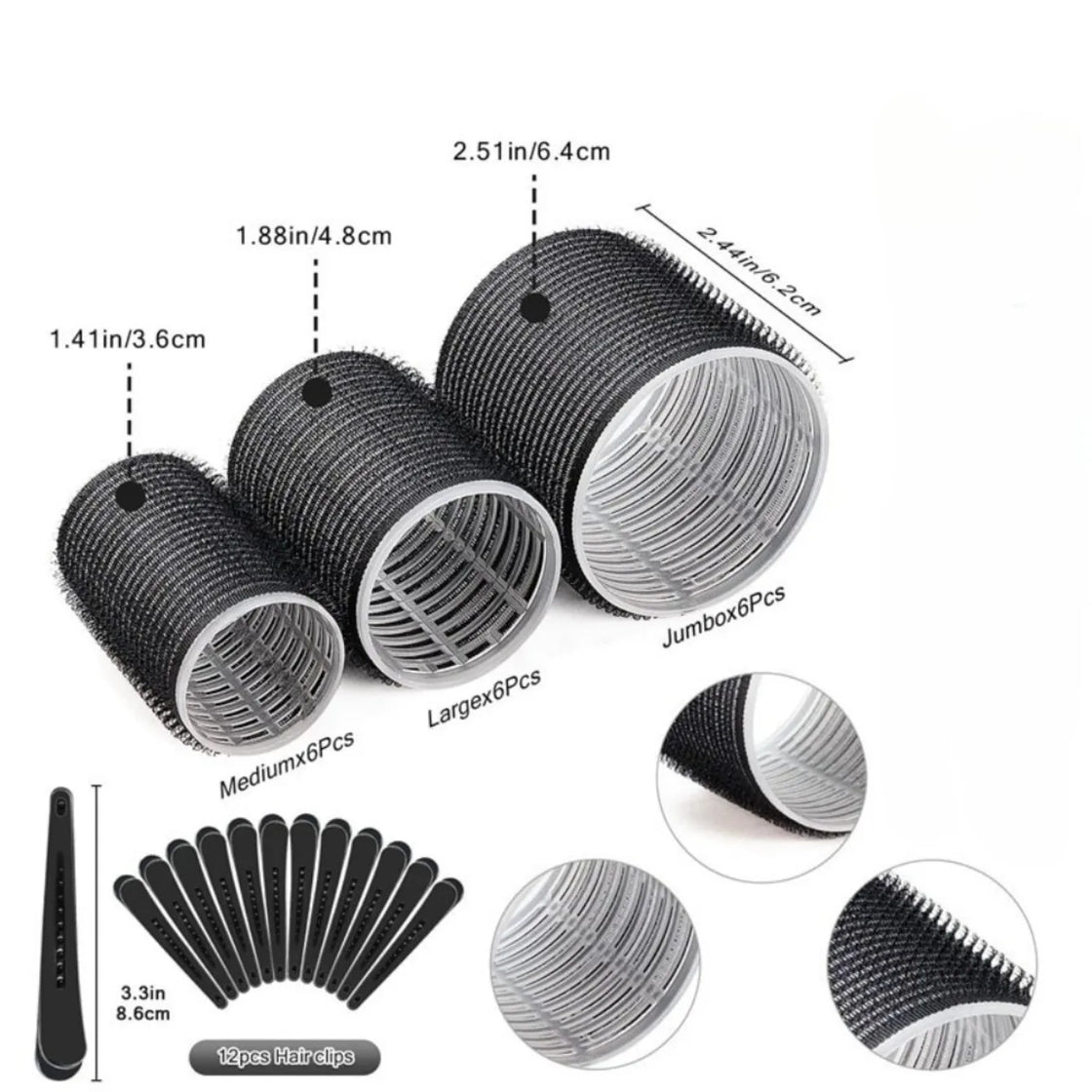 30pcs Heatless Hair Styling Kit Self-Grip Rollers 18pcs Hair Rollers & 12pcs Clips DIY Easy to Use Hair Care Beauty Tools
