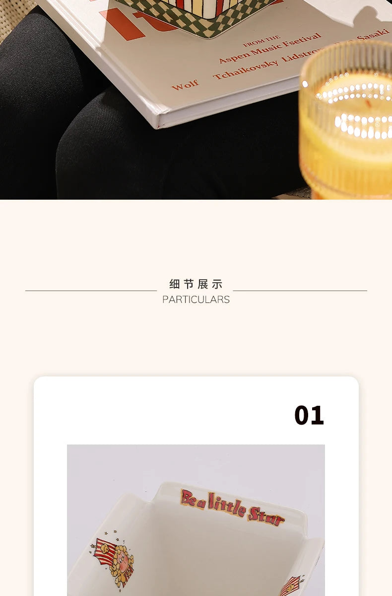 Popcorn , ceramic cute fruit, high-value Internet celebrity instant noodle, French fries children's snack bowl