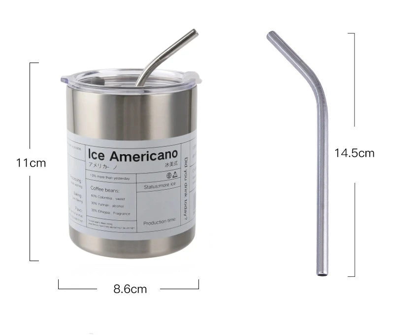 Reusable Coffee Tumbler Cup Double Wall Stainless Steel Vacuum Insulated Travel Coffee Mug with Straw Hot and Cold Mug