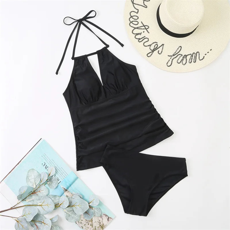 Bikini 2022 New Mujer V Neck Swimsuit Women Lace Up Swimwear Tankini Beach Bathing Suit Female Brazilian