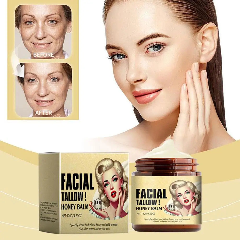 Facial Tallow Honey Balm 120g Face Cream Lasting Moisturizing Soothing Repair Damaged Skin Increase Facial Elasticity Nourishing