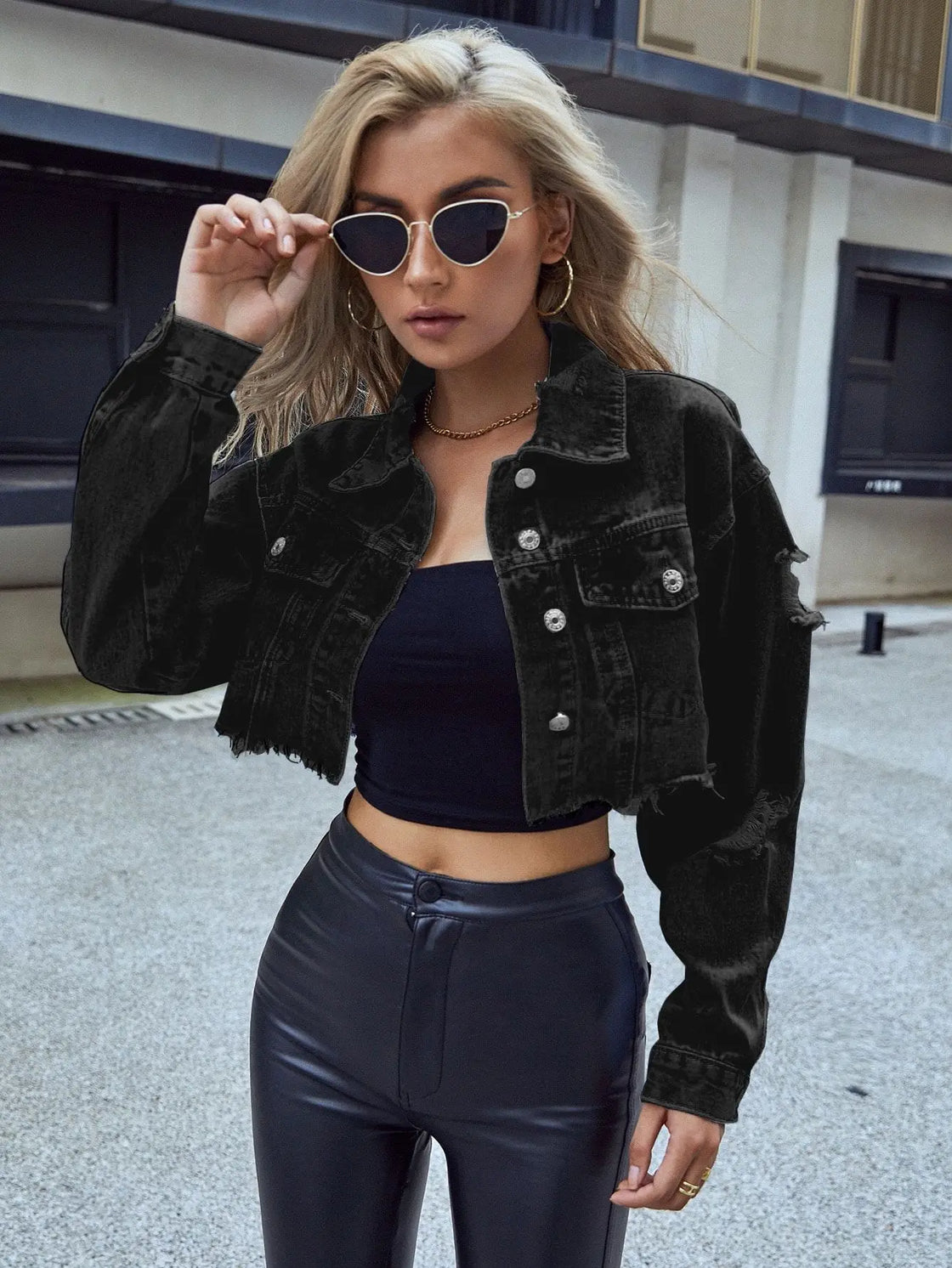 Women's clothing European and American INS casual versatile short fashion denim short jacket