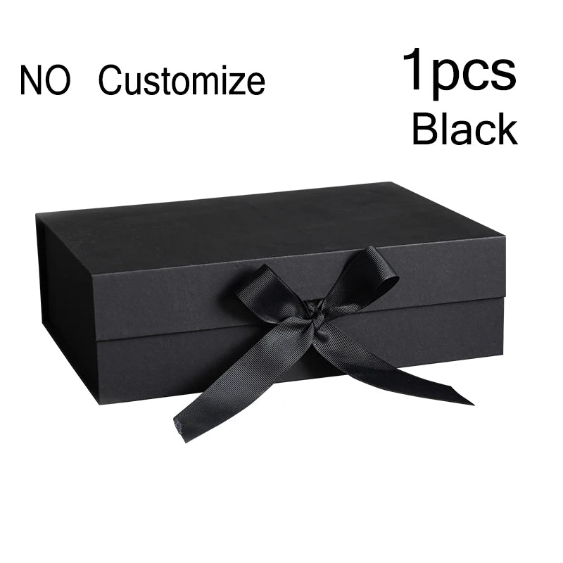 Party Gift Box Large Black Pink Luxury Gift Packaging Box With Ribbon Birthday Wedding Party Supplies Box Personalized LOGO