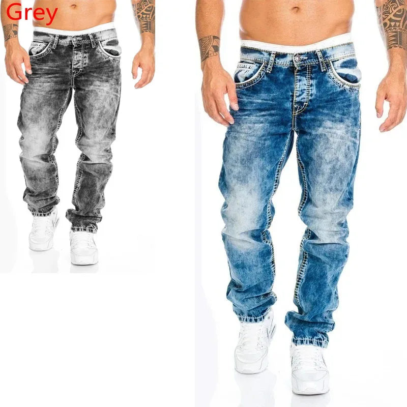 Men's black jeans slim fit high-quality gray casual men's jeans pants slim fit men's pants hip-hop street wear fog denim pants