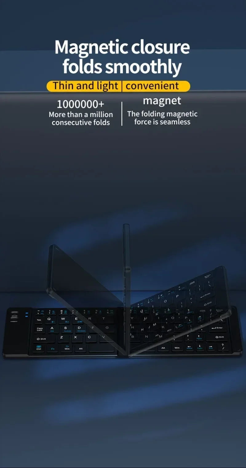 Folding Keyboard and Mouse 2.4G Mini Keypad Bluetooth Wireless Portable Silm Foldable Keyboards