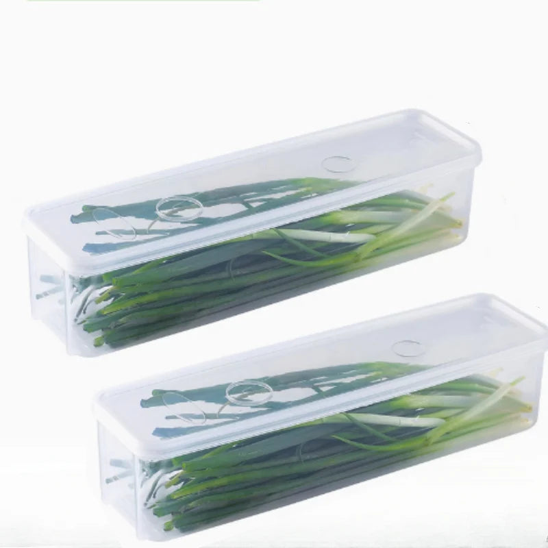 2/4 Pcs Long Rectangular Food Storage Containers Plastic Reusable Refrigerator Organizer Boxes Kitchen Accessories