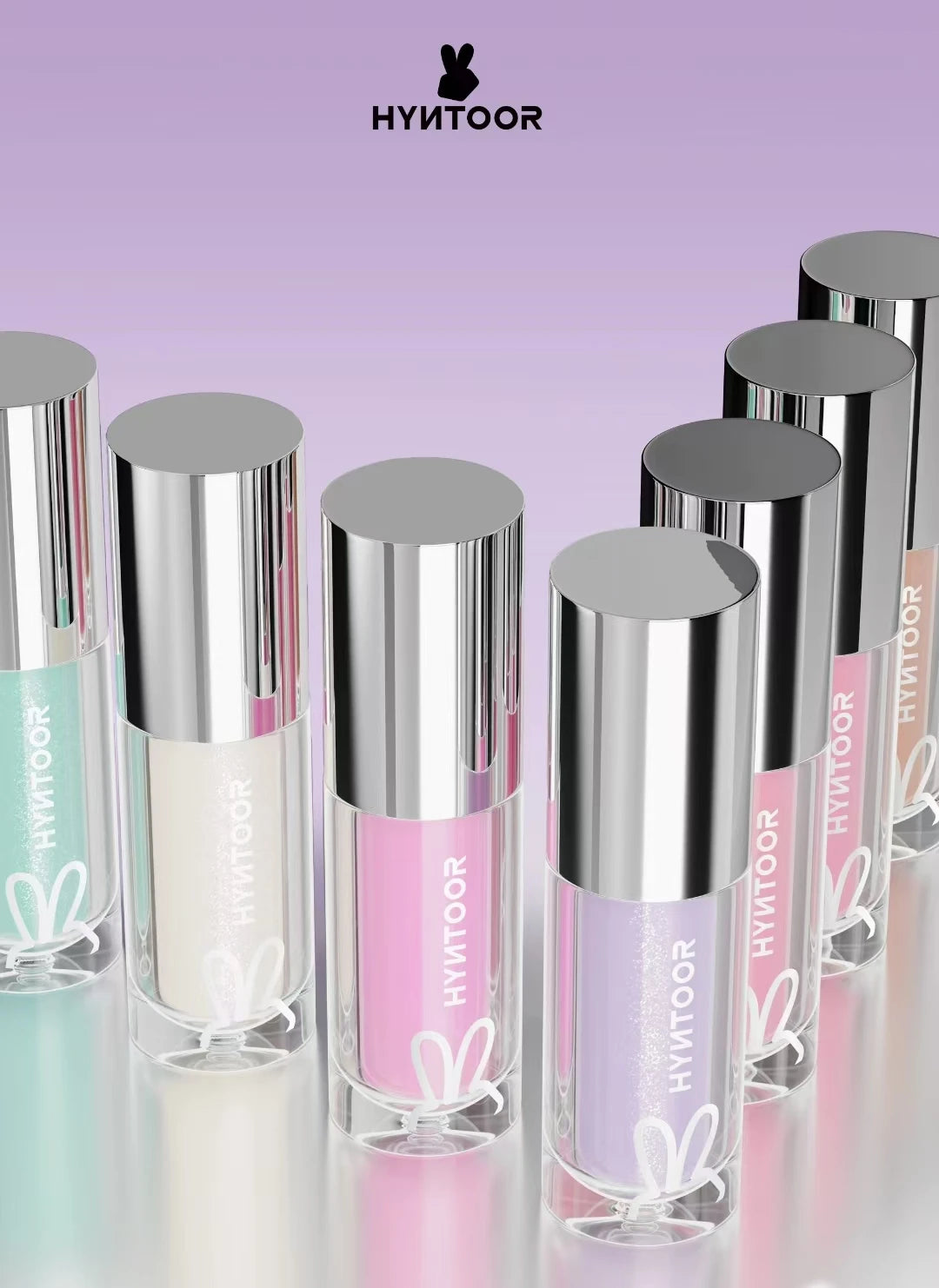 Flat lay of HYNTOOR Lip Gloss Shiny Shimmer, emphasizing its shine as a top shiny lip gloss for dry lips.