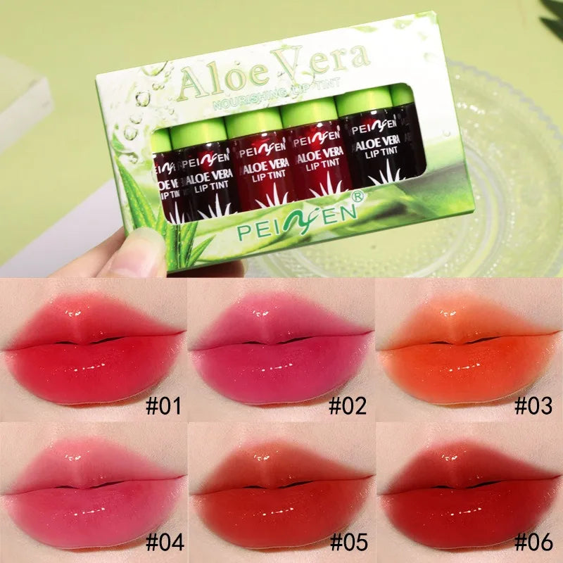 6 PCS Aloe Essence Color-Changing Lip Gloss Set