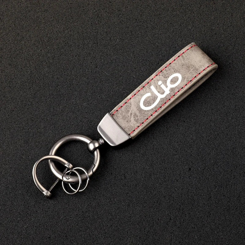 For Clio 2 3 4 5 MK2 MK3 MK4 Car Accessories With Logo Leather Car keychain Horseshoe Buckle Jewelry