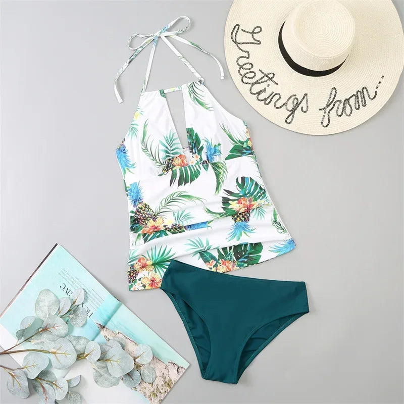 Bikini 2022 New Mujer V Neck Swimsuit Women Lace Up Swimwear Tankini Beach Bathing Suit Female Brazilian