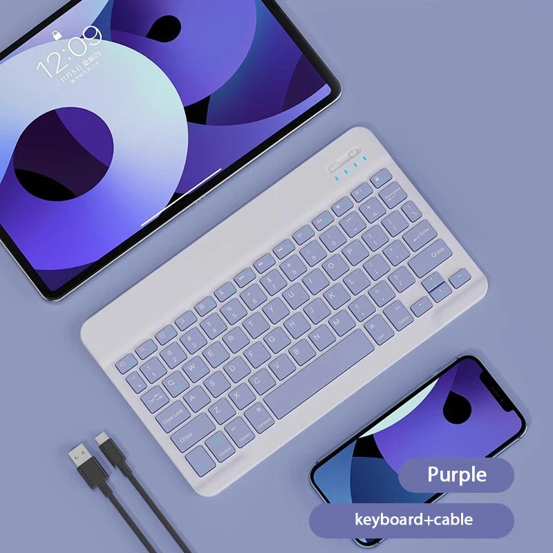 Blue set of Bluetooth keyboard and accessories for iPad 2024, by Orbit Gear.