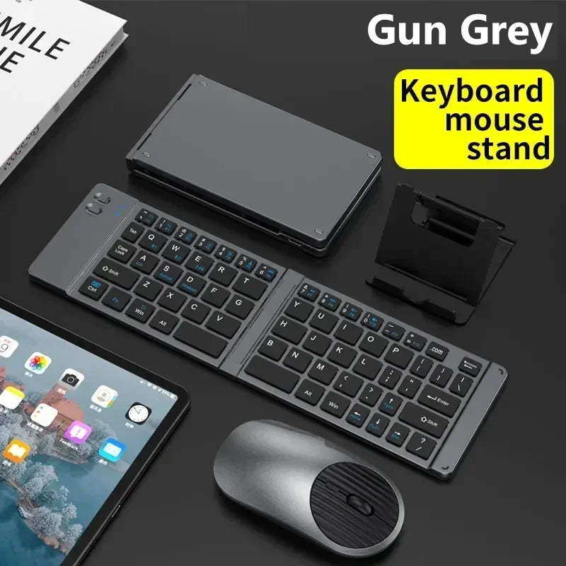 Folding Keyboard and Mouse 2.4G Mini Keypad Bluetooth Wireless Portable Silm Foldable Keyboards