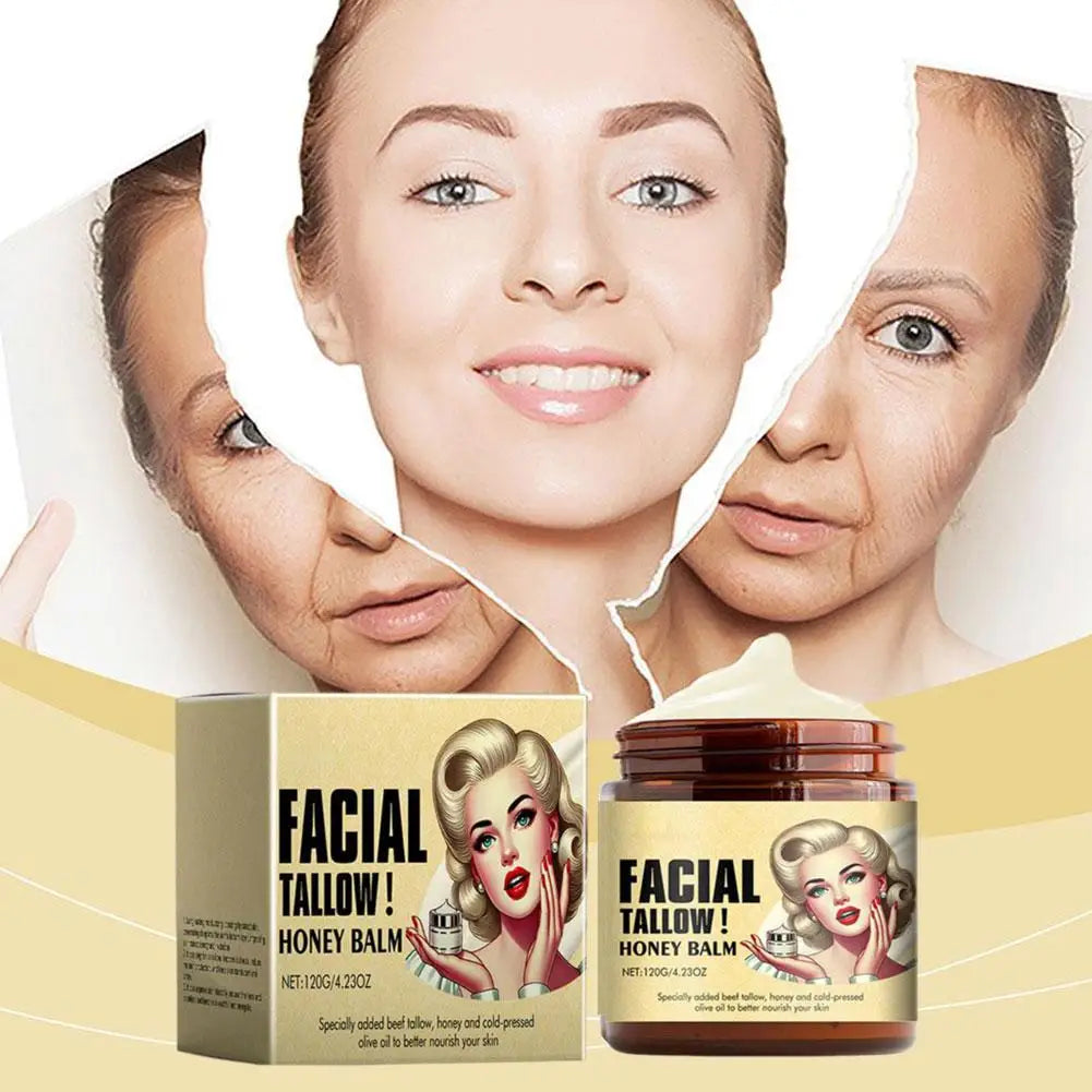 Facial Tallow Honey Balm 120g Face Cream Lasting Moisturizing Soothing Repair Damaged Skin Increase Facial Elasticity Nourishing