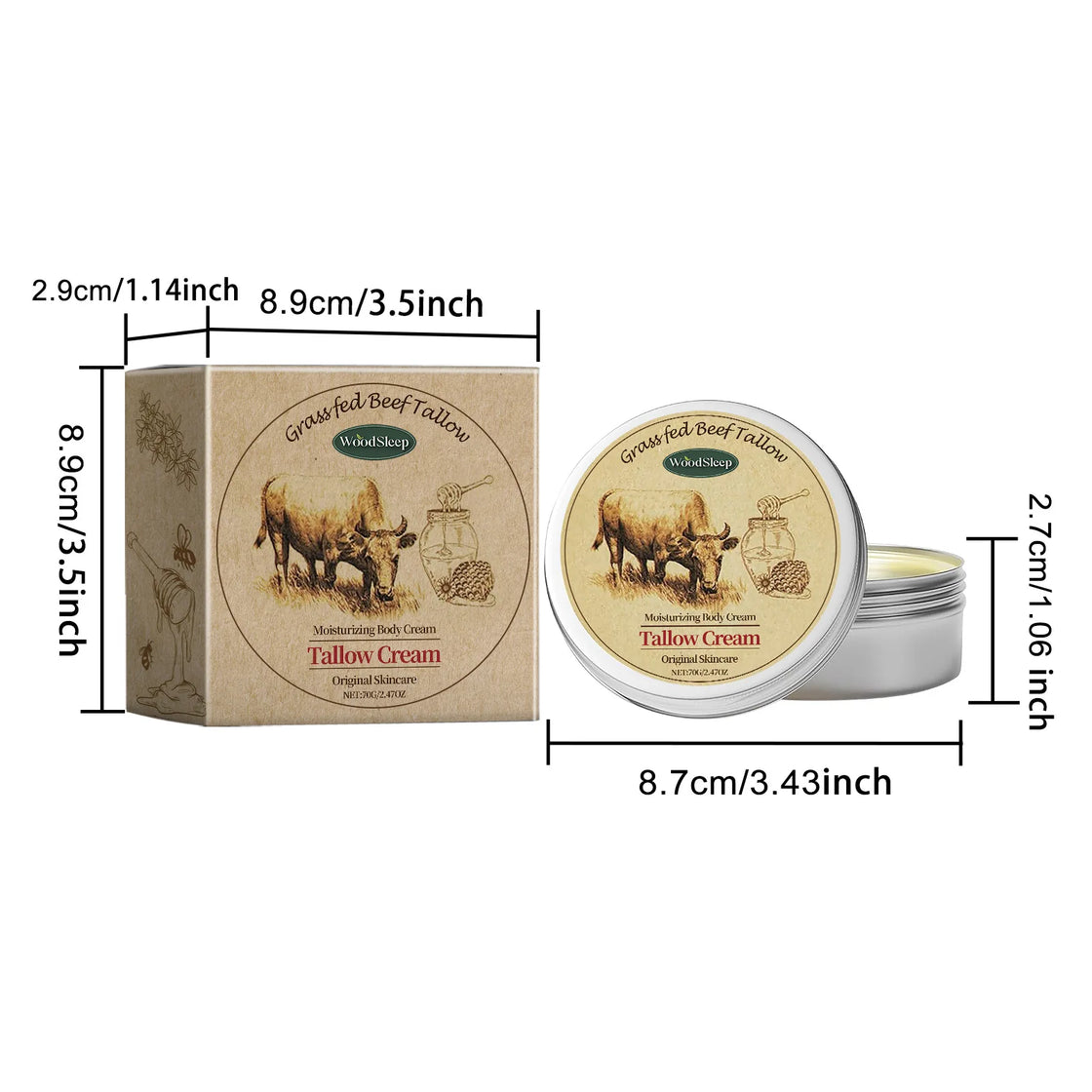 Beef Tallow Moisturizing Face Cream Body Lotion Facial Sensitive Redness Repair Soothing Shrink Pore Nourishing Soften Skin Care