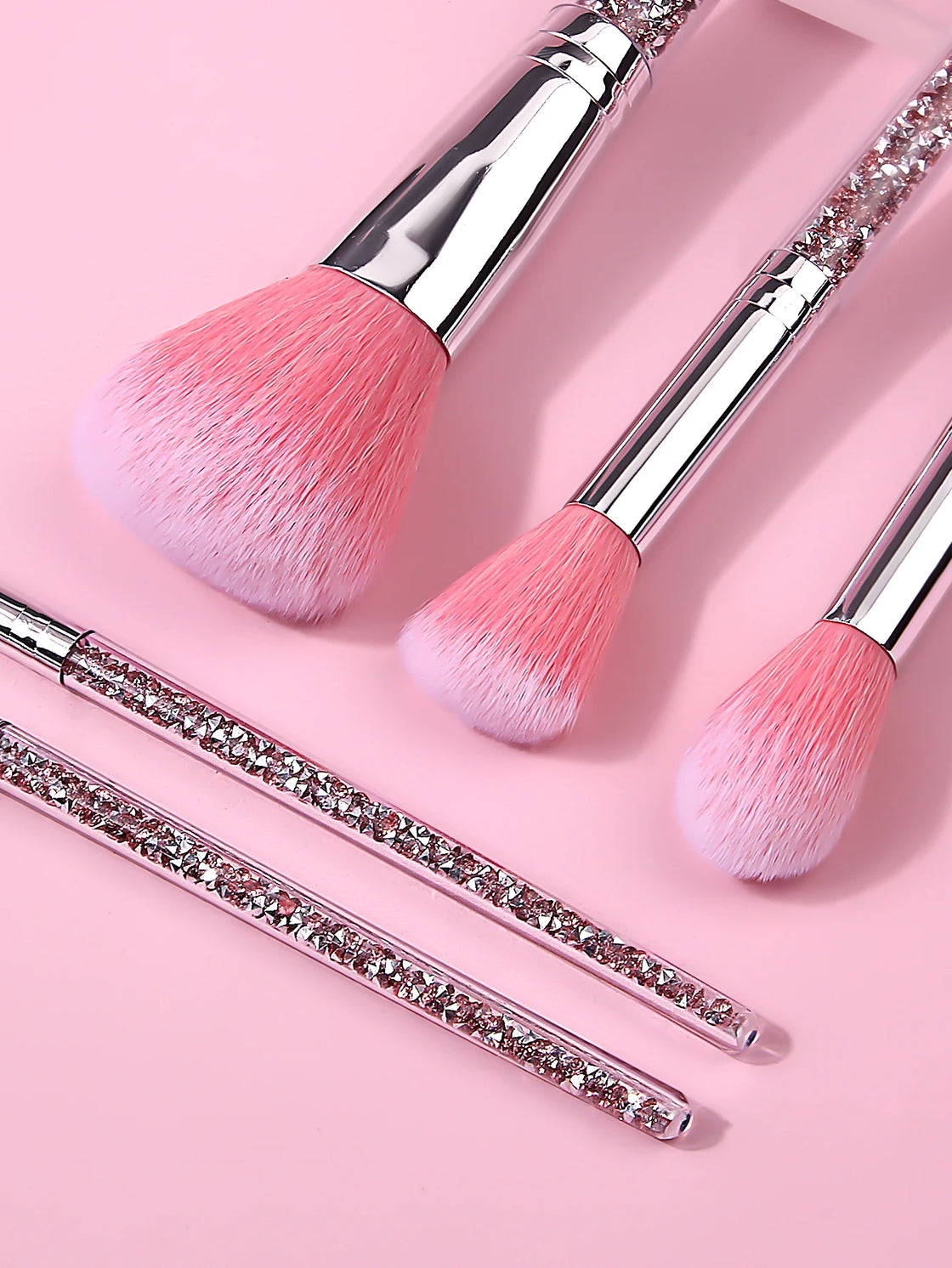 5 Pcs Pink Diamond Portable Makeup Brush Set