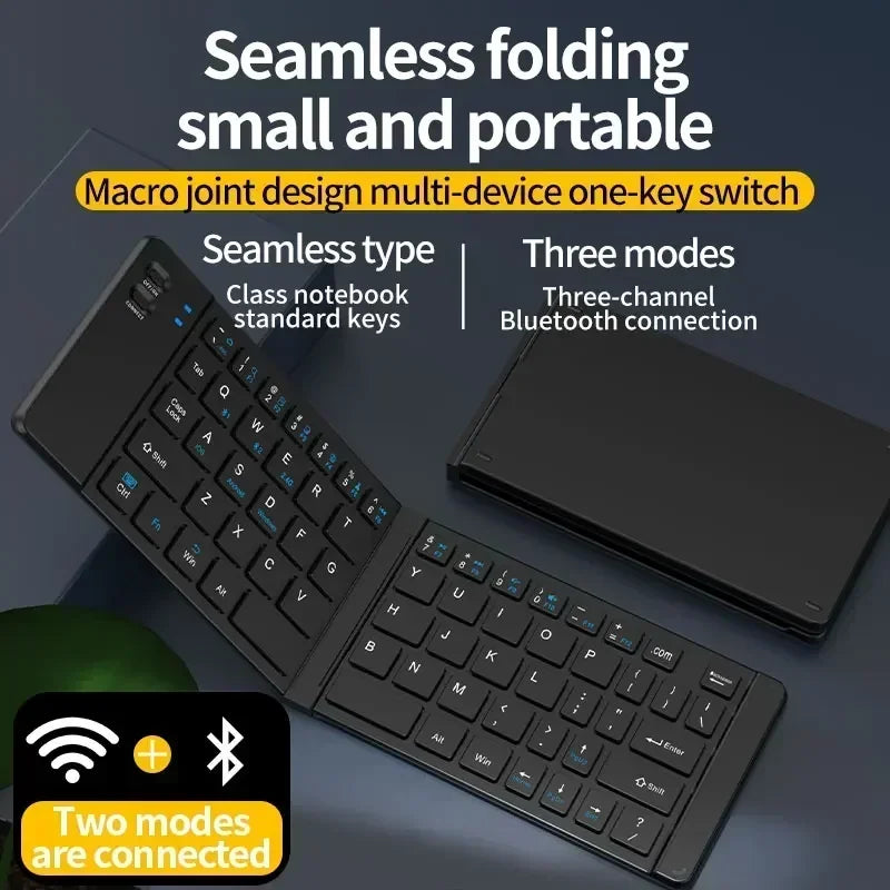 Folding Keyboard and Mouse 2.4G Mini Keypad Bluetooth Wireless Portable Silm Foldable Keyboards