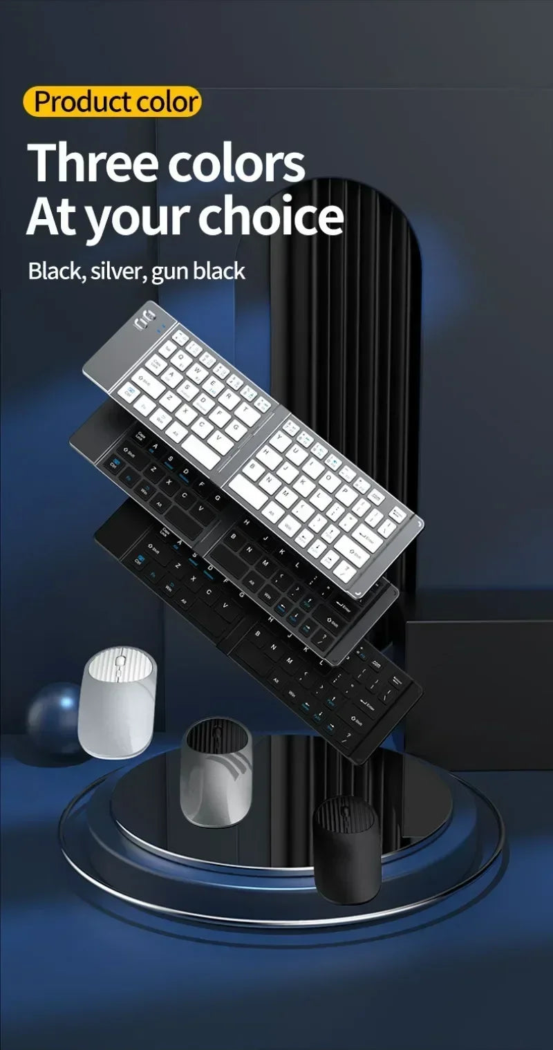 Folding Keyboard and Mouse 2.4G Mini Keypad Bluetooth Wireless Portable Silm Foldable Keyboards