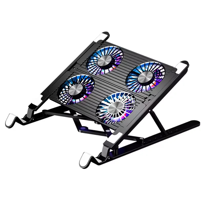 Laptop Base Stand Cooler Portable Foldable Notebook Stand with 4 Cooling Fan for 11-17.3 Devices Anti-slip