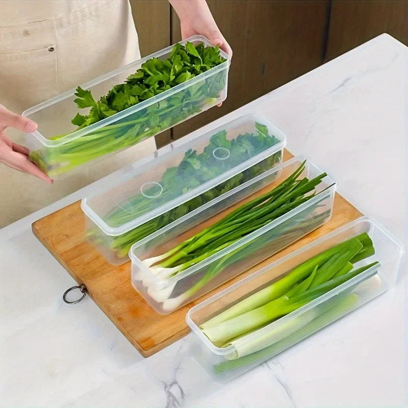 2/4 Pcs Long Rectangular Food Storage Containers Plastic Reusable Refrigerator Organizer Boxes Kitchen Accessories